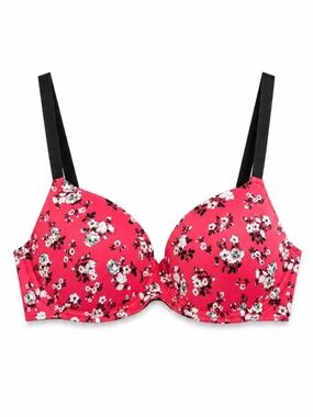 PINK Victoria's Secret Red and Black Florals Bra – 32DD EUC